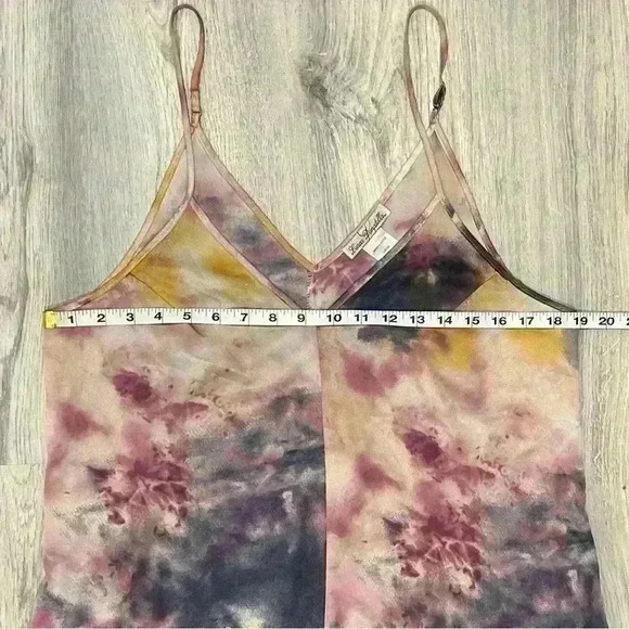 Linea Donatella Women’s Tie Dye Satin Full Length Maxi V Neck Slip Dress Size M - Picture 5 of 6